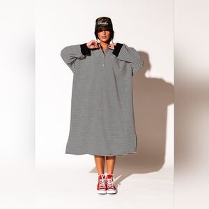 Dressed in LALA Black and White Striped Maxi Dress